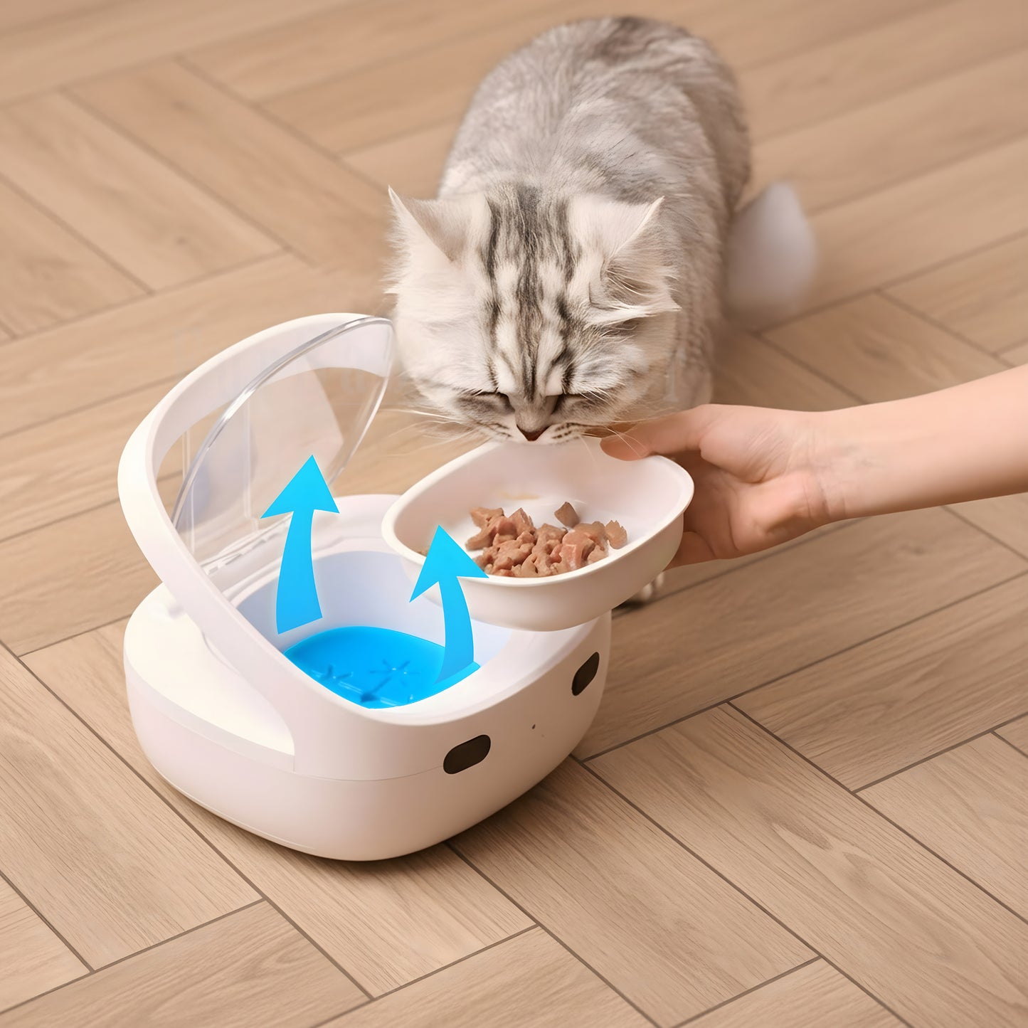 FurBabyFeeder Mini Automatic Cat Feeder - RFID Cat Food Dispenser with Collar Sensor - App Controll - Bluetooth - Ice Pack - Suitable for Both Wet and Dry Food - Multi-Pet