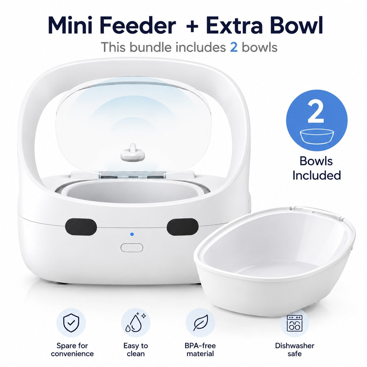 FurBabyFeeder Mini RFID Cat Feeder 2-Bowl Bundle – Includes Extra Bowl