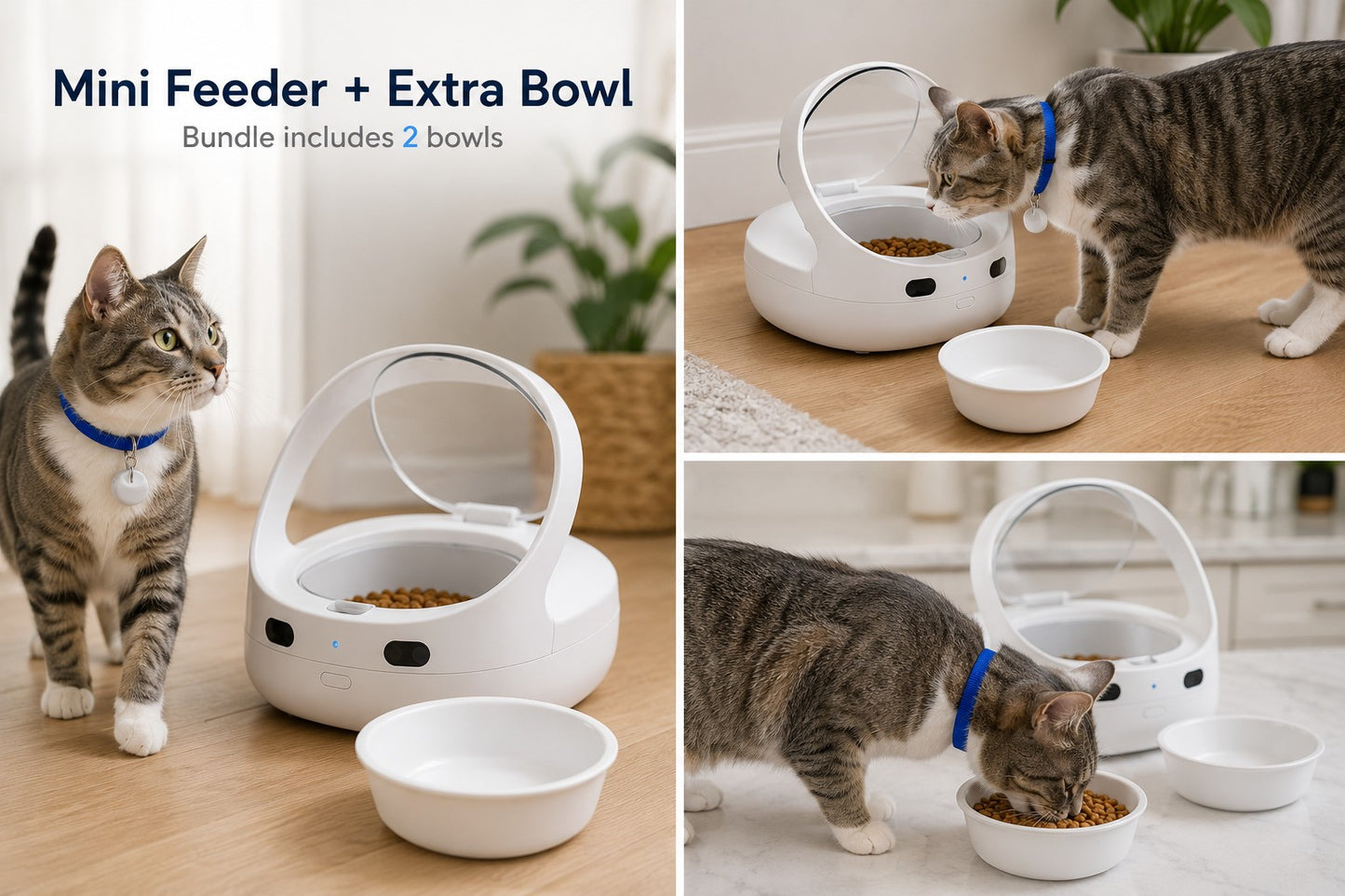 FurBabyFeeder Mini RFID Cat Feeder 2-Bowl Bundle – Includes Extra Bowl