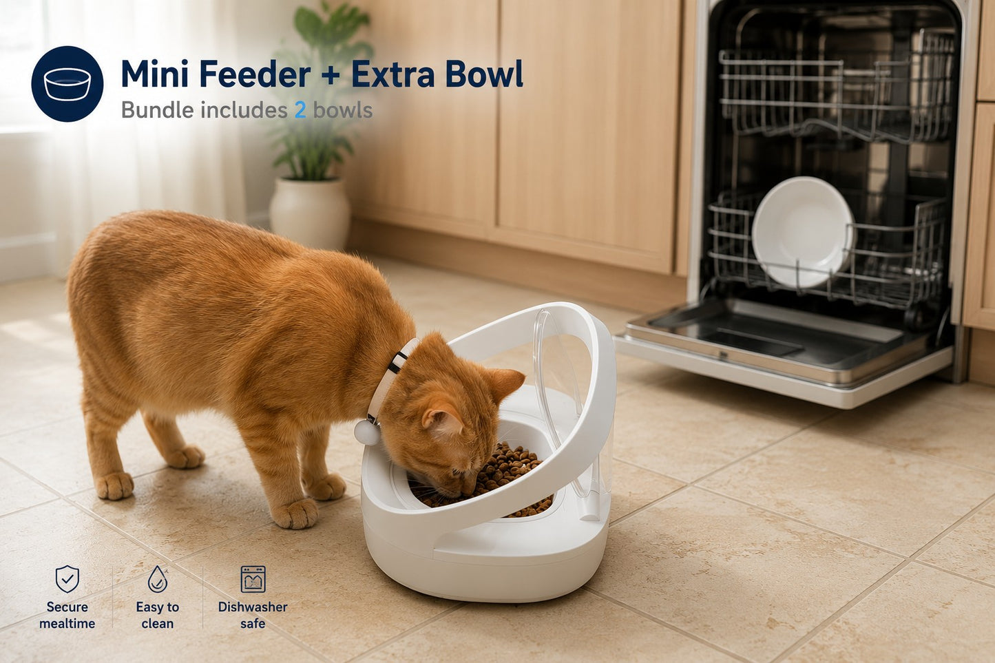 FurBabyFeeder Mini RFID Cat Feeder 2-Bowl Bundle – Includes Extra Bowl