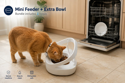 FurBabyFeeder Mini RFID Cat Feeder 2-Bowl Bundle – Includes Extra Bowl