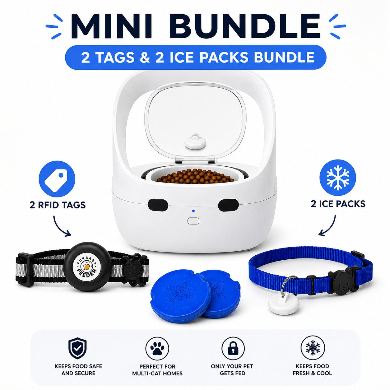 FurBabyFeeder Mini Supreme Bundle - Includes 2 RFID Tags + 2 Ice Packs