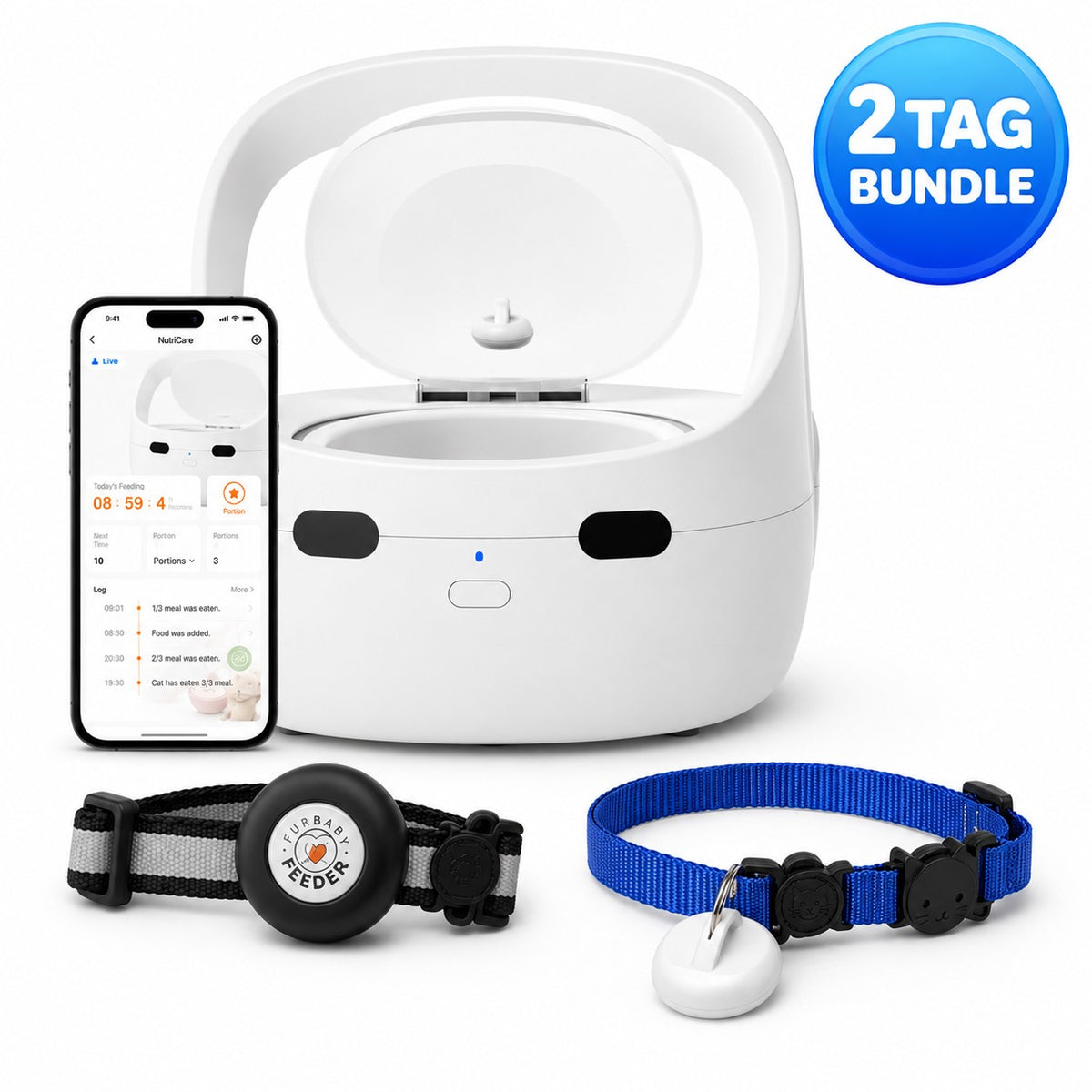 FurBabyFeeder Mini RFID Cat Feeder 2-Tag Bundle Stops Food Stealing